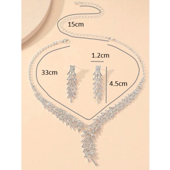 🍏50% OFF/3+...Elegant Rhinestone Earrings/Necklace Set - Picture 9 of 9